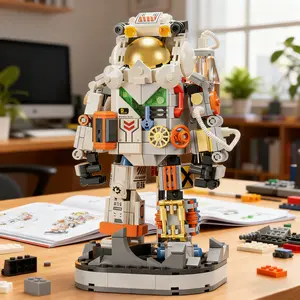 525pcs Astronaut Building Block Toy Set, Creative Mocdiy Robot Blocks, Stem Building Blocks, Perfect Gift for Adults Boys Girls, Desktop Decoration Model