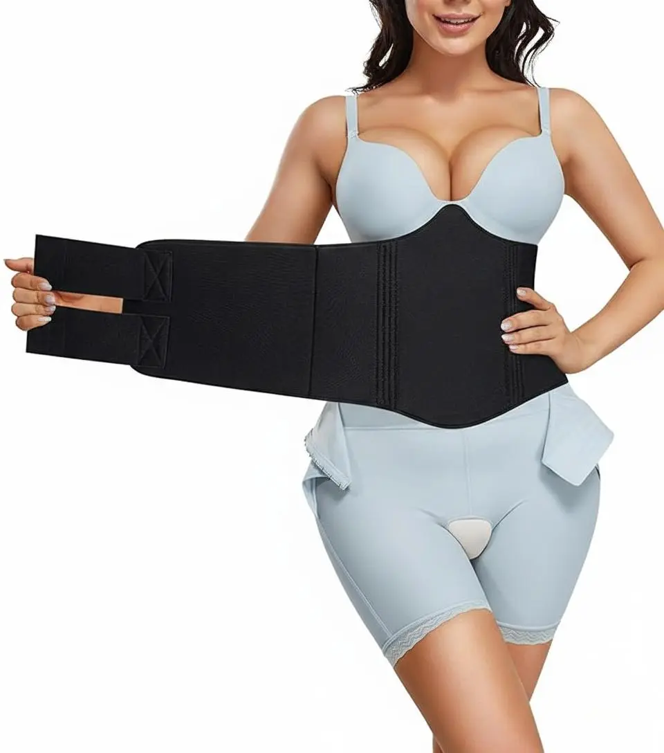 Women's 360° Lipo Foam Ab Board - Adjustable Cotton Spandex Strap Shapewear, Lightweight Basics with Hook-and-Loop Closure for Abdominal Compression, Waist Cinching, Waist Training, Moisture-Wick Casual Use