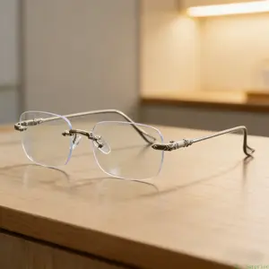 Solid Color Rimless Glasses - Minimalist Fashion Frameless Eyewear, Lightweight Unisex Clear Eyeglasses for Work & Daily Outfit