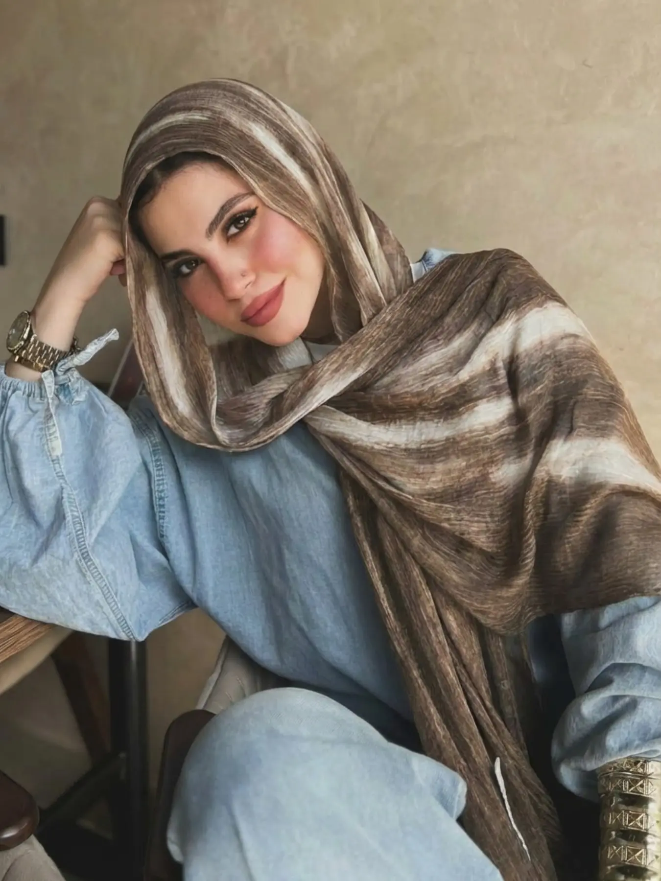 Women's Elegant and Fashionable Scarf, Bohemian Style Hijab Head Scarf, Casual and Fashionable Versatile 70x180cm New Shawl, Suitable for Beach Vacations, Daily Wear with Skirts, Ideal Gift for Valentine's Day