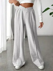 Women's Cross Waist Sporty Pants, Loose Fit Autumn Winter Sweatpants, Casual High-Waisted Long Leggings for Ladies, Athleisure Style Bottoms
