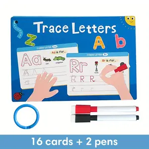 English Alphabet A-Z Tracing and Erasing Flashcards Set, Word Cards, Reusable Dry Wipe Handwriting Practice Tools, ABC Learning Cards for Kids Education