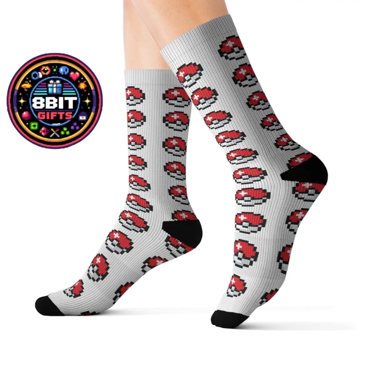 Pokeball Socks, Gaming Fashion, Gamer Gift