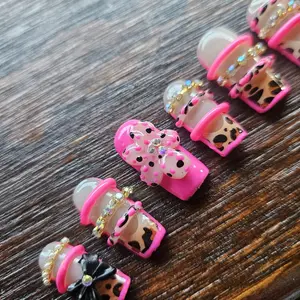 Custom Pink Cheetah Bangle with Bling Accents