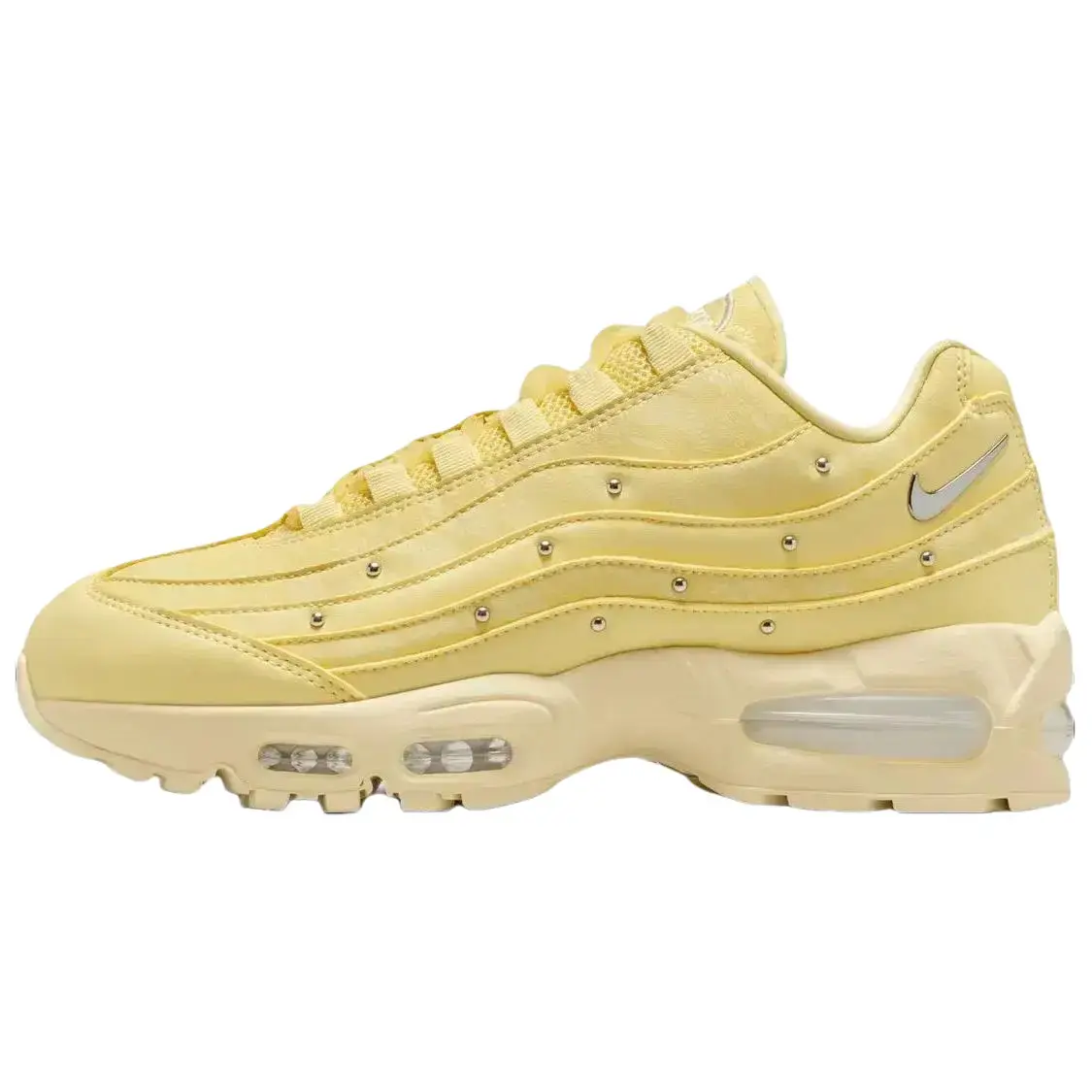Nike Air Max 95 'Soft Yellow' Women's, Rubber, Classic, Lifestyle, Sneakers, Everyday Wear, Mesh Leather, Max Cushioning, Casual, Shoe, Footwear