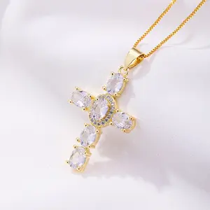 Sparkling Cross Pendant Necklace - Elegant Sparkling Cross Design for Various Occasions