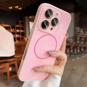 MagSafe-compatible dopamine ice crystal glitter shockproof phone case for Apple/iPhone 17, 16, 15, 14, 13, 12, 11 Pro Max.  lens protection, a cool and refreshing feel, scratch-resistant design, silicone edges, and wireless charging compa