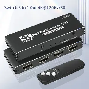 ACHAVE 8K HDTV Switch 3 in 1 Out 4K 120Hz, HDTV Switcher 3x1 with IR Remote Control Support 4K@120Hz, 1080P@240Hz 3D, HDR, HDTV 2.1, HDCP 2.3, Compatible with PS5/ PS4/ PS3, Xbox, TV, DVD etc Hdmi