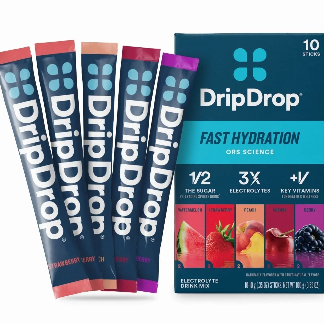 DripDrop Classic Fast Hydration - Sampler Variety Electrolyte Powder Drink Mix, 10 Count
