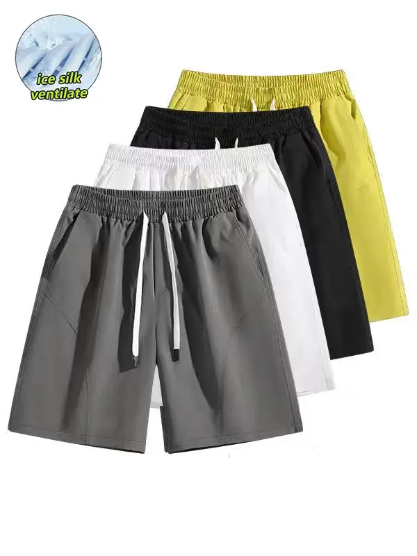Men's Solid Pocket Waist Shorts, Lightweight BreathableShorts, Casual Breathable Comfortable Shorts for RunningGym Workout, Men's Bottoms for All Seasons