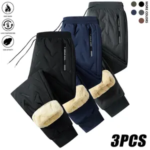 Men’s 3-Pack Fleece-Lined Snow Pants – Fleece Lining, Drawstring Waistband, Ideal for Winter Sports & Casual Wear