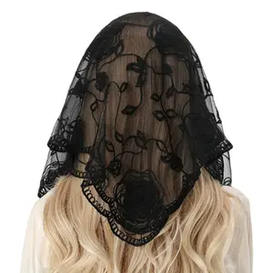 Ethnic Lace Flower Scarf Latin Mass Head Wedding Bridal Headwrap