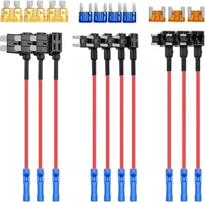 Nilight 12V Add-a-Circuit Fuse Adapter - Dual Slot, Multi-Size Standard & Mini TAP Profile Blade Fuse, 10-Pack Tinned Copper Power Split Holder for Dashcam Vehicle, Truck Wiring