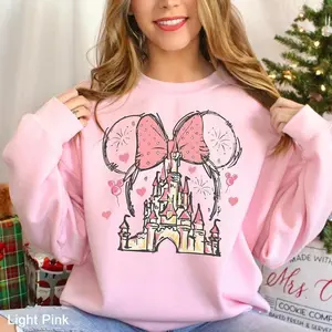 [Sale up to 30%] + [FREE SHIP] Castle Minnie Sweatshirt, Graphic Magic Kingdom Sweater, Unisex Casual Cotton Fabric Pullover Gift Streetwear