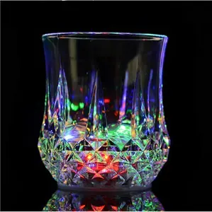 Flash Light Up Cups,[2 PCS] Automatic Water Activated LED glowing wine glasses Liquid Activated Multicolor LED Glasses