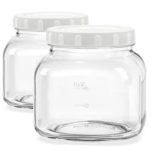 2 Pc 0.6 Gallon Airtight Glass Jar with Lids, Wide Mouth Half Gallon Mason Jar for Pickle, Cookie, Kombucha, Flour, Sugar