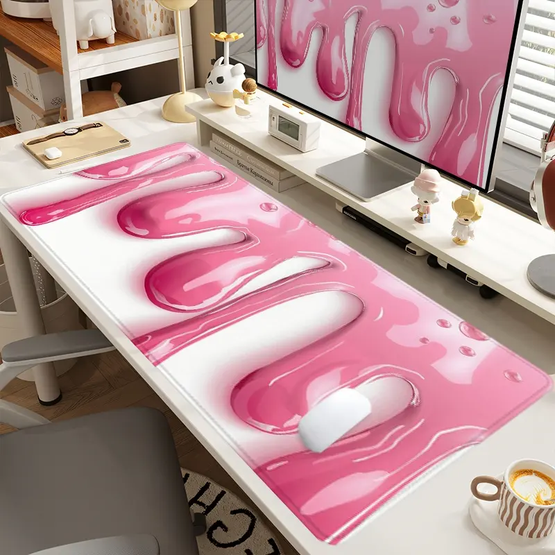 1pc Extra Large Pink Fluid Mouse Pad Creative Desk Pad,Computer Keyboard Mousepad with Non - Slip Rubber Base Durable Stitched Edge Perfect Gift for Home and Office Girly Office Supplies Aesthetic Desk Accessories Cute Desk Accessories Fun Desk Supplies