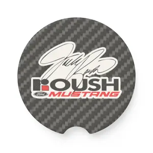 Jack Roush Mustang Soapstone Car Coaster, Carbon Fiber Design, Auto Accessories, Gift for Car Enthusiasts