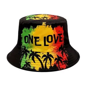 Retro Printed BucketHat For Men And Women, Hip-hop Street Hat For Outdoor Vacation, Coconut Tree Beach Hat