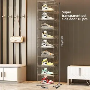 Shoe box thickened positive opening large capacity storage shoe box high transparent plastic folding heightened side opening AJ shoes