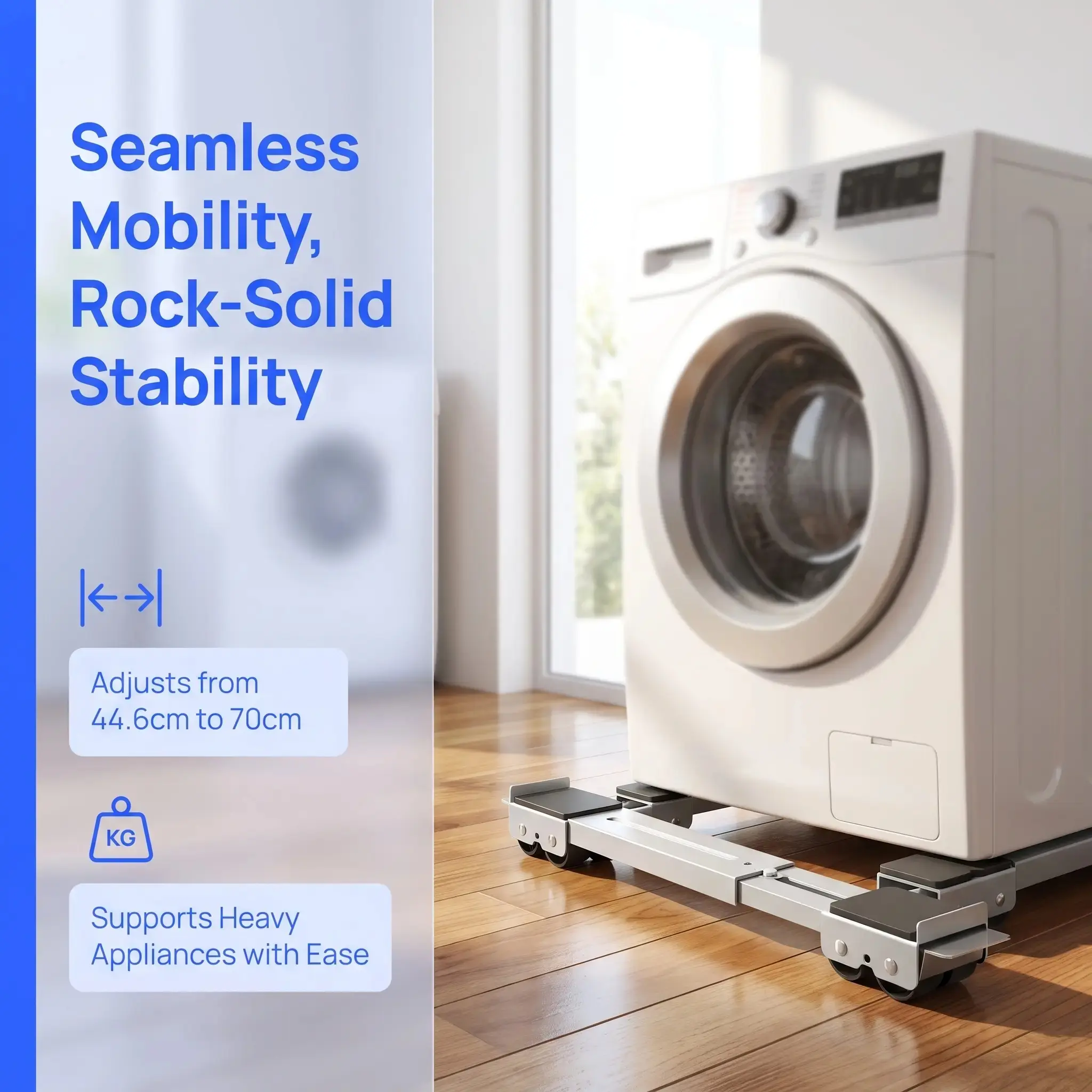 Moving Caster Bracket - 2 Mobile Base Sets with 16 Large Polypropylene Wheels, 660 lbs (300 kg) Load Capacity, Ideal for Washing Machines & Refrigerators, Increases Appliance Use Flexibility