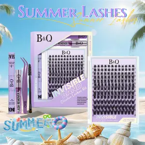 Victory Lash Kit l B&Q 0.05mm Invisible Band,144pcs Individual Spiky Manga Clusters,C Curl for DIY Eyelashes Extension,Waterproof Long Lasting Outdoorfun Makeup Cosmetic Vacation Lash #SummerVibes