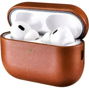 AirPods Pro 3 Case 100% Genuine Leather Handmade Top Grade Vintage Shockproof Protective Cover Compatible with 2025 Model Brown Portable & Protective