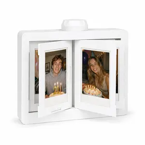 24 Pockets Rotating Flip Photo Frame, 360° Rotating Display Stand for Instax Mini, Polaroid Go & Kpop Photocard, Aesthetic Desk Room Decor, Perfect Birthday Holiday Gift
