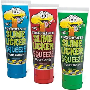 TOXIC WASTE - Slime Licker Squeeze - Sour Squeeze Slime Candy - Green Apple, Blue Razz, & Cherry Flavors - 2.47 oz. Tubes - 3-Pack