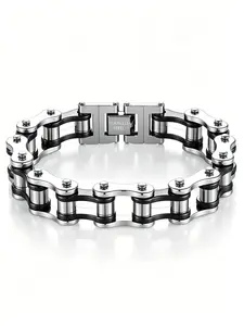 Men's Street Style Bracelet Jewelry, Hip Hop Punk Metal Motorcycle Chain, Versatile Fashion Accessory for All Occasions, Casual Stainless Steel