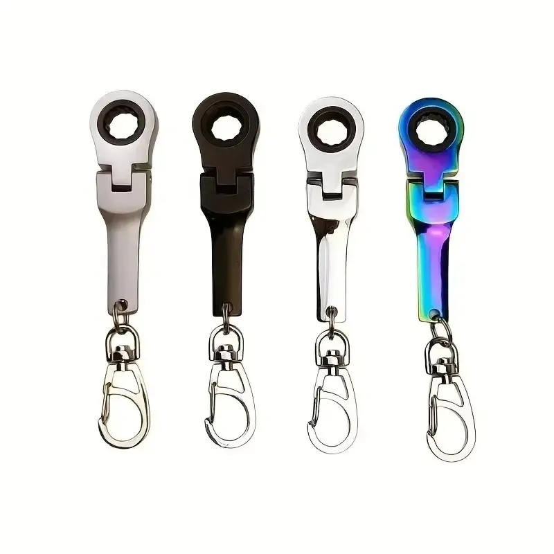 Portable 10mm Ratchet Wrench - Metal Construction Multifunctional Keychain, Lightweight Key Accessories for Automotive & Motorcycle Use, Adjustable Handle Mini Tool