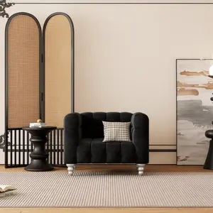 42" Modern Sofa Dutch Fluff Upholstered sofa with solid wood legs, buttoned tufted backrest, -SG001021AAB