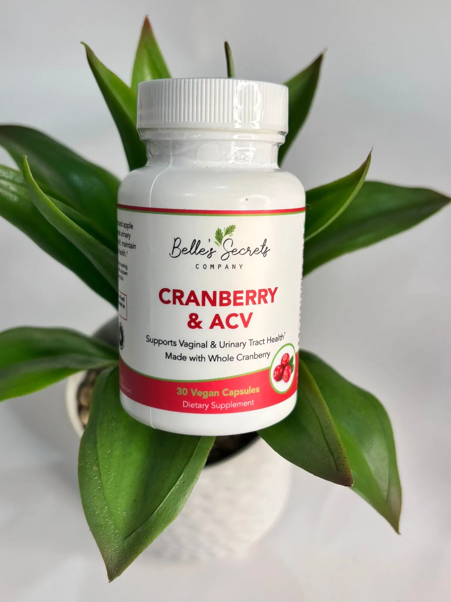Belle's Secrets Cranberry & Apple Cider Vinegar Capsules – Bloat, UTI & Gut Support Healthcare Dietary