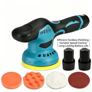 6 Inch Cordless Mini Car Polisher Kit, 6-Speed Adjustable Buffer Polisher, Max 5500RPM with 2PCS 12V Rechargeable Batteries, Wireless Portable Detailing Tool for Auto Paint Care, Boat Surface Polishing, Fine Buffing and Light Scratch Removal