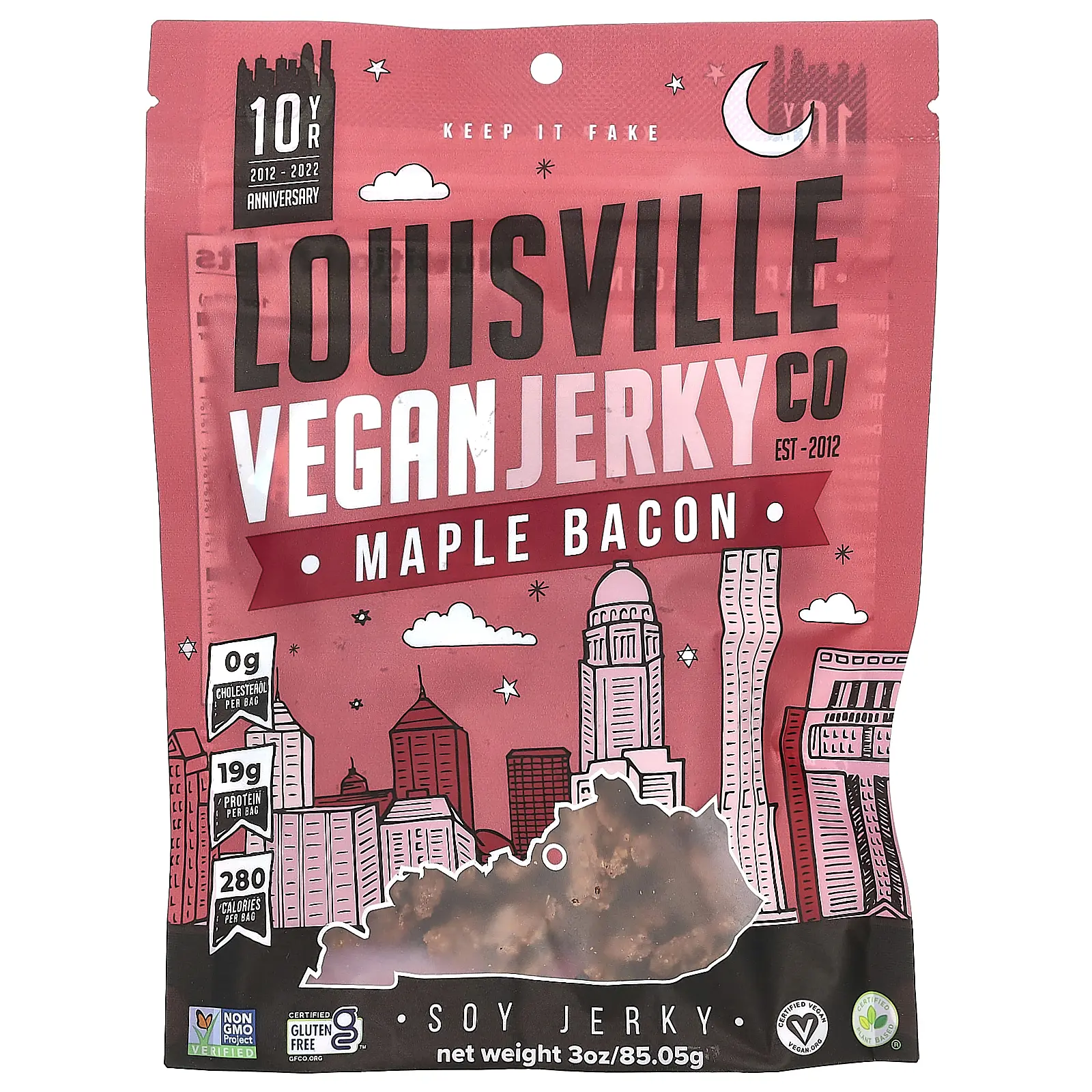 Louisville Vegan Jerky Co Soy Jerky, Maple Bacon, 3 oz (85.05 g) Louisville Vegan Jerky Co Soy Jerky, Maple Bacon, 3 oz (85.05 g)