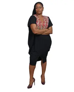 African Print Kaftans Mumu Boubou with Pockets Authentic Wax Cotton V-Neck Dress with Rhinestone Embellishments & Side Pockets for Versatile Wear One Size Fits Up to XL