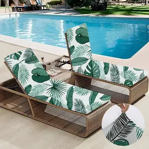 Tropical Leaf Print Beach Chair Cover, Removable & Machine Washable Chair Cover, Chair Protector for Tanning Pool Lounger, Pool & Beach & Outdoor, Outdoor Chaise Lounge