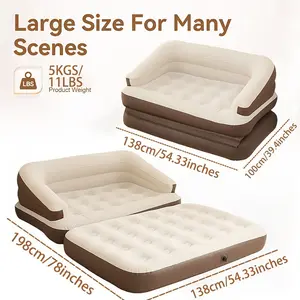 5-in-1 Inflatable Lounge Bed, Single Size Air Mattress with Attached Headboard, Comfortable Deep Seat Inflatable Sofa, Foldable Indoor Outdoor Air Couch – Great for Relaxing, Camping, Picnics, Balcony and Back-to-School