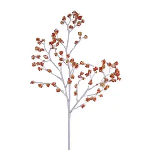 26.5"L Glitter Twig/Mini Bead Spray Orange/Yellow/White