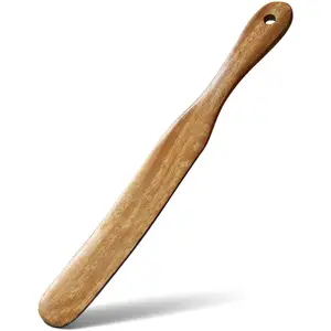 Skinny Spurtle for Sourdough Starter Mixing Long Handle Wooden Spatula for Non-Stick Cookware Kitchen Tools Reaching Bottom of Jars Dough Whisk