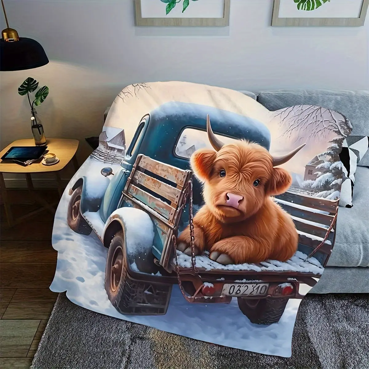 Cow Print Flannel Fabric Blanket Throw - High Softness, Multi-Size Oversized, Holiday Animal Theme, Indoor Use for Baby, Ideal for Crib & Sofa, Festive Home Decor Gift