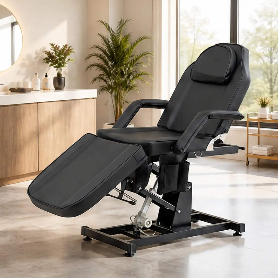 ARCH Electric Folding Salon Bed Heavy Duty 440LBS Massage Table with Remote Control Adjustable Height PU Leather Facial Bed for Tattoo Waxing Spa Medical Use Black Metal Frame 72.4"L x 33"W, Black Color Options, Metal Material, Color: Black