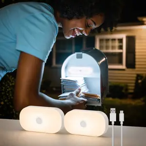 4PCS Motion Sensor Light Indoor, Rechargeable Battery Night Light, Ultra-Long Battery Life, Magnetic Stick On Motion Sensor Light  for Bedroom, Stairway, Hallway, Outdoor, Sunset Night Lamp, Christmas,  wall lamp