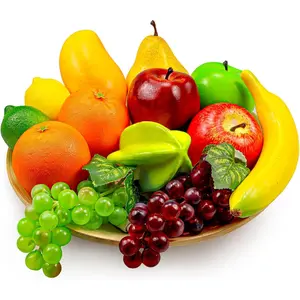 13 Pcs Artificial Fruit Set, Fake Mixture Fruits for Home Decor, Simulation Fruit Set for Party Christmas Decoration, Faux Fruit Model for Photoshoot, Artificial Apple Orange Pear Grape