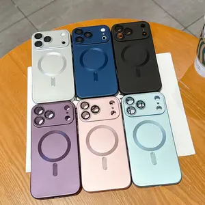 New 2026 Metallic Paint Magnetic Charging Phone Case, TPU Material, Luxury Skin-Friendly Minimalist INS Style Cover For iPhone 17/16/15/14/13 Pro Max For Men & Women