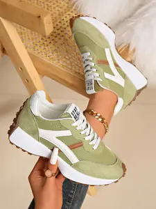 Women's Sporty Arisan Shoes Spring & Fall Elegant Fashion Casual Round Toe Low Top Lace-Up Thick Sole Breathable Outdoor Athletic Running Shoes