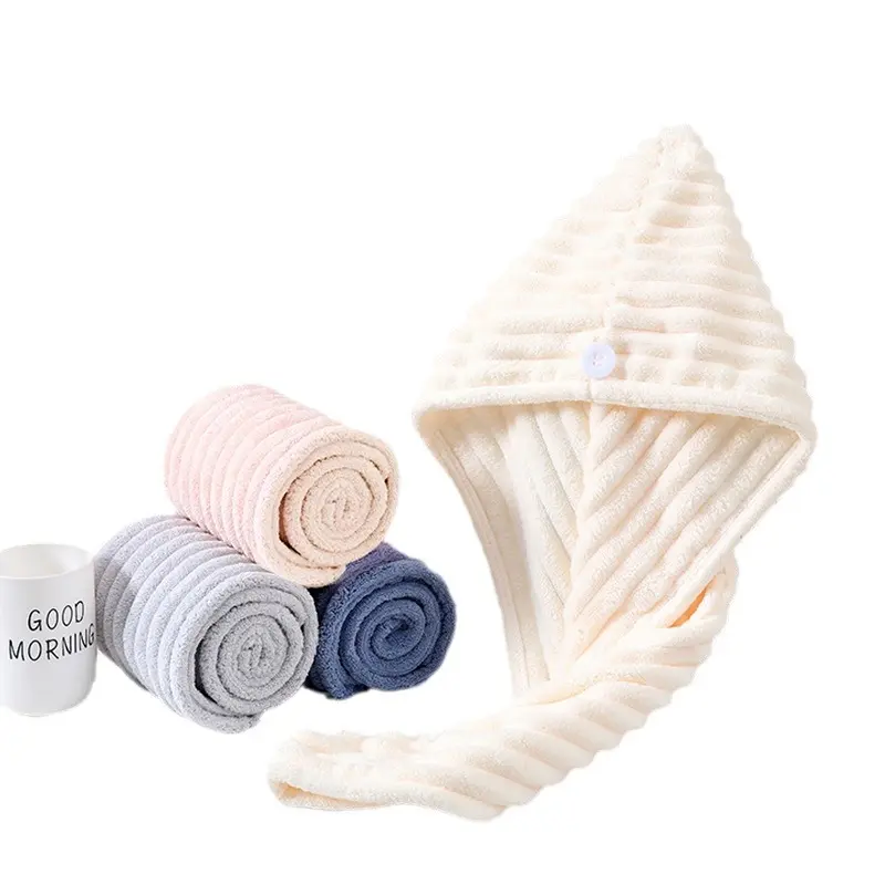 Thick Absorbent Fleece Hair Drying Cap, Fluffy Lightweight Bathroom Towel, Thickened Upgraded Quick-Drying Wavy Headscarf, Ideal Gift for Daily Bath Use