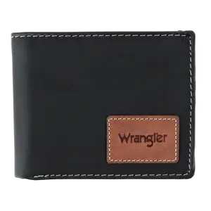 Wrangler Men's Leather Bifold Wallet with Tracker Tag Pocket, Bifold Wallets