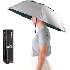 Head umbrella hat compact folding hands free hat umbrella for adults rain sun protection gardening fishing hiking beach costume 36 inch