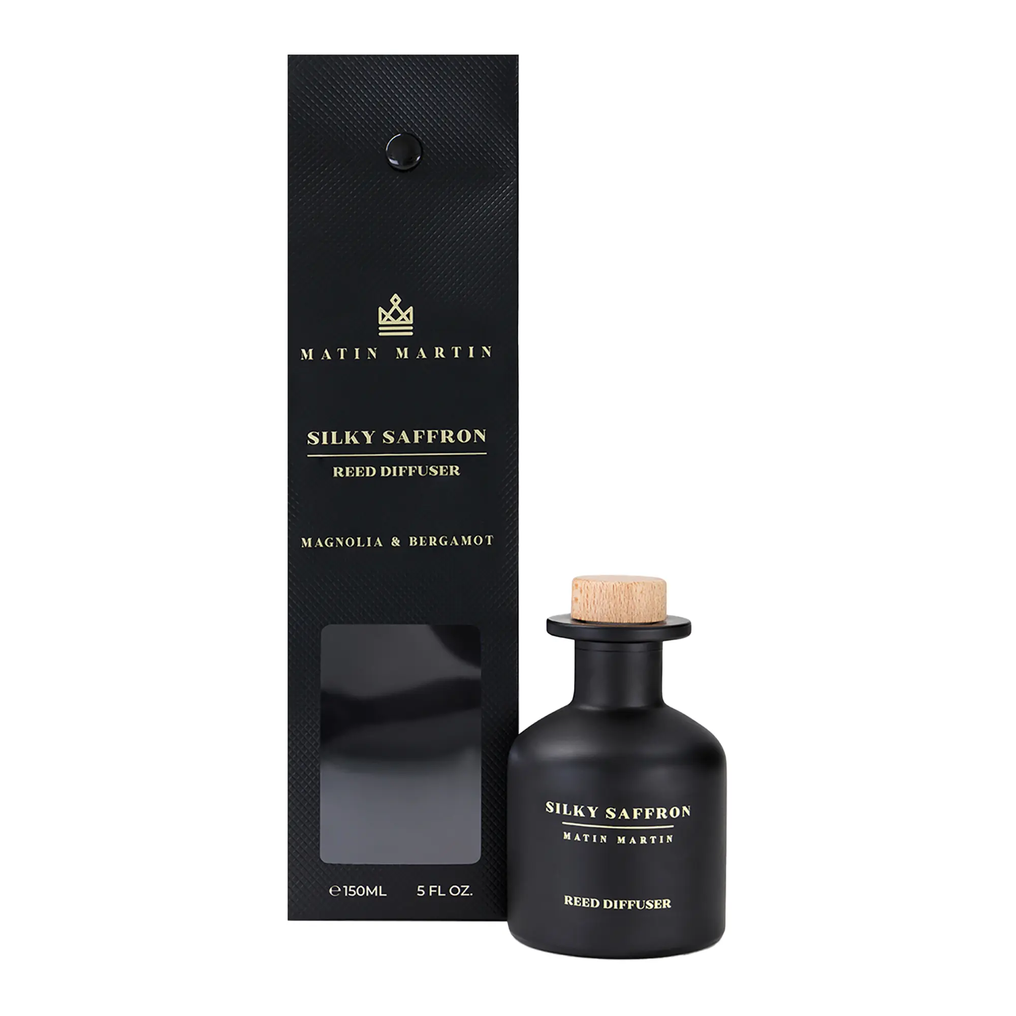 Matin Martin Silky Saffron Reed Diffuser - Aromatherapy Diffuser for Home and Office - Long-Lasting Scent Diffuser - Magnolia and Bergamot - 5 oz